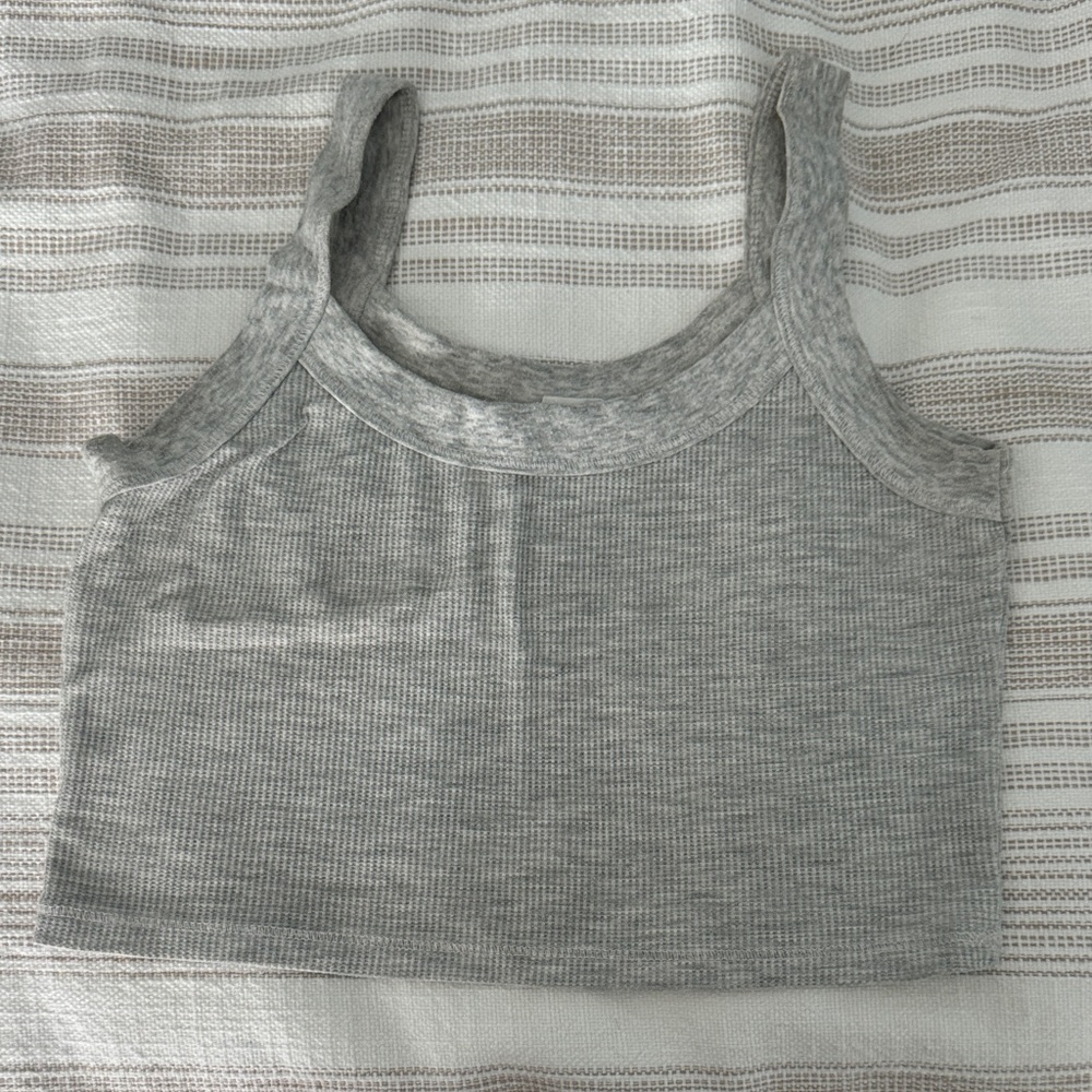 Gray Ribbed Women's Cropped Cotton On Tank Top